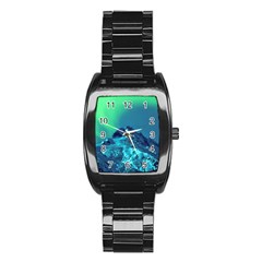 Aurora Borealis Sky Winter Snow Mountains Night Stainless Steel Barrel Watch by Pakjumat