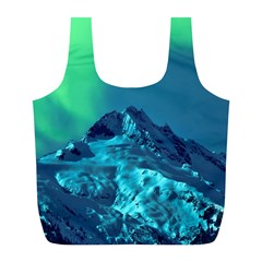 Aurora Borealis Sky Winter Snow Mountains Night Full Print Recycle Bag (l) by Pakjumat