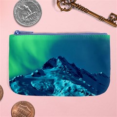 Aurora Borealis Sky Winter Snow Mountains Night Large Coin Purse by Pakjumat