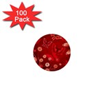 Four Red Butterflies With Flower Illustration Butterfly Flowers 1  Mini Buttons (100 pack)  Front