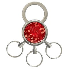 Four Red Butterflies With Flower Illustration Butterfly Flowers 3-ring Key Chain by Pakjumat