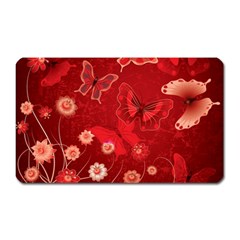 Four Red Butterflies With Flower Illustration Butterfly Flowers Magnet (rectangular) by Pakjumat