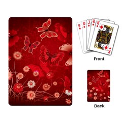 Four Red Butterflies With Flower Illustration Butterfly Flowers Playing Cards Single Design (rectangle)