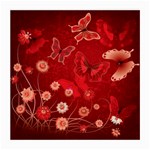 Four Red Butterflies With Flower Illustration Butterfly Flowers Medium Glasses Cloth Front