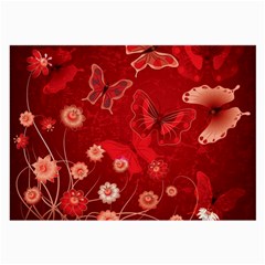 Four Red Butterflies With Flower Illustration Butterfly Flowers Large Glasses Cloth by Pakjumat