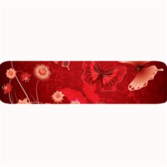 Four Red Butterflies With Flower Illustration Butterfly Flowers Large Bar Mat by Pakjumat