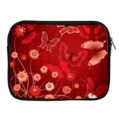 Four Red Butterflies With Flower Illustration Butterfly Flowers Apple Ipad 2/3/4 Zipper Cases by Pakjumat