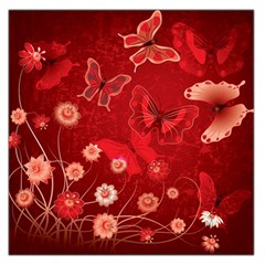 Four Red Butterflies With Flower Illustration Butterfly Flowers Square Satin Scarf (36  X 36 ) by Pakjumat