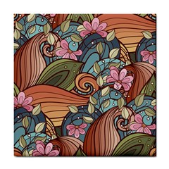 Multicolored Flower Decor Flowers Patterns Leaves Colorful Tile Coaster by Pakjumat