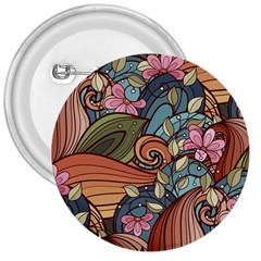 Multicolored Flower Decor Flowers Patterns Leaves Colorful 3  Buttons