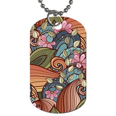 Multicolored Flower Decor Flowers Patterns Leaves Colorful Dog Tag (one Side) by Pakjumat