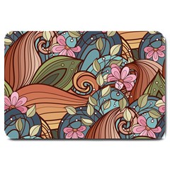 Multicolored Flower Decor Flowers Patterns Leaves Colorful Large Doormat by Pakjumat