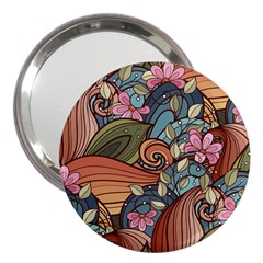 Multicolored Flower Decor Flowers Patterns Leaves Colorful 3  Handbag Mirrors by Pakjumat