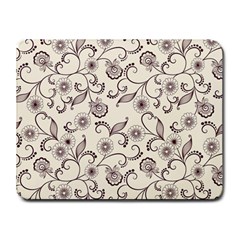 White And Brown Floral Wallpaper Flowers Background Pattern Small Mousepad by Pakjumat