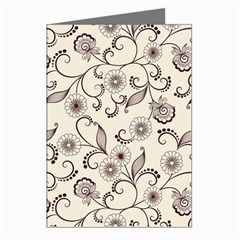 White And Brown Floral Wallpaper Flowers Background Pattern Greeting Cards (pkg Of 8) by Pakjumat