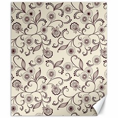 White And Brown Floral Wallpaper Flowers Background Pattern Canvas 8  X 10  by Pakjumat