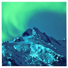 Aurora Borealis Sky Winter Snow Mountains Night Wooden Puzzle Square by Pakjumat