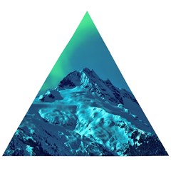 Aurora Borealis Sky Winter Snow Mountains Night Wooden Puzzle Triangle by Pakjumat