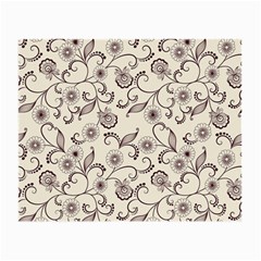 White And Brown Floral Wallpaper Flowers Background Pattern Small Glasses Cloth (2 Sides) by Pakjumat