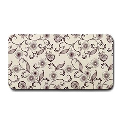 White And Brown Floral Wallpaper Flowers Background Pattern Medium Bar Mat by Pakjumat