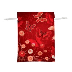 Four Red Butterflies With Flower Illustration Butterfly Flowers Lightweight Drawstring Pouch (s) by Pakjumat