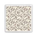 White And Brown Floral Wallpaper Flowers Background Pattern Memory Card Reader (Square) Front