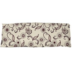 White And Brown Floral Wallpaper Flowers Background Pattern Body Pillow Case (dakimakura) by Pakjumat