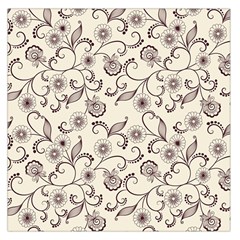 White And Brown Floral Wallpaper Flowers Background Pattern Square Satin Scarf (36  X 36 ) by Pakjumat