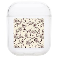 White And Brown Floral Wallpaper Flowers Background Pattern Soft Tpu Airpods 1/2 Case by Pakjumat