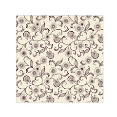 White And Brown Floral Wallpaper Flowers Background Pattern Square Satin Scarf (30  X 30 ) by Pakjumat