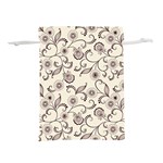 White And Brown Floral Wallpaper Flowers Background Pattern Lightweight Drawstring Pouch (S) Front