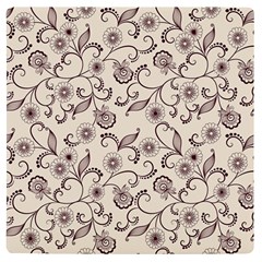 White And Brown Floral Wallpaper Flowers Background Pattern Uv Print Square Tile Coaster  by Pakjumat