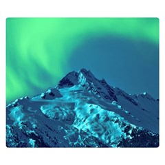 Aurora Borealis Sky Winter Snow Mountains Night Premium Plush Fleece Blanket (small) by Pakjumat