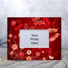 Four Red Butterflies With Flower Illustration Butterfly Flowers White Tabletop Photo Frame 4 x6  by Pakjumat