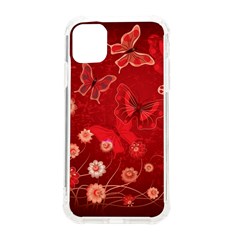 Four Red Butterflies With Flower Illustration Butterfly Flowers Iphone 11 Tpu Uv Print Case by Pakjumat