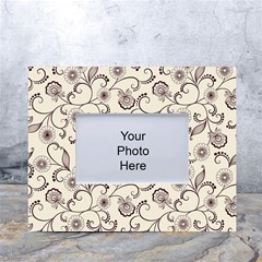 White And Brown Floral Wallpaper Flowers Background Pattern White Tabletop Photo Frame 4 x6  by Pakjumat