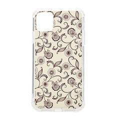 White And Brown Floral Wallpaper Flowers Background Pattern Iphone 11 Tpu Uv Print Case by Pakjumat