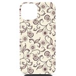 White And Brown Floral Wallpaper Flowers Background Pattern iPhone 14 Black UV Print Case Front