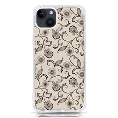 White And Brown Floral Wallpaper Flowers Background Pattern Iphone 14 Plus Tpu Uv Print Case by Pakjumat