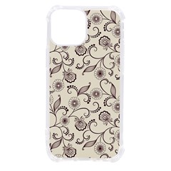 White And Brown Floral Wallpaper Flowers Background Pattern Iphone 13 Mini Tpu Uv Print Case by Pakjumat