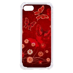 Four Red Butterflies With Flower Illustration Butterfly Flowers Iphone Se by Pakjumat