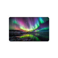 Aurora Borealis Polar Northern Lights Natural Phenomenon North Night Mountains Magnet (name Card) by Pakjumat