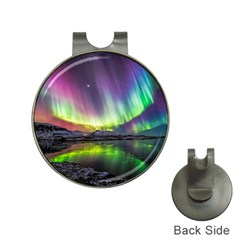 Aurora Borealis Polar Northern Lights Natural Phenomenon North Night Mountains Hat Clips With Golf Markers by Pakjumat