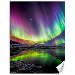 Aurora Borealis Polar Northern Lights Natural Phenomenon North Night Mountains Canvas 18  X 24  by Pakjumat