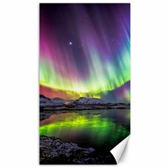 Aurora Borealis Polar Northern Lights Natural Phenomenon North Night Mountains Canvas 40  X 72  by Pakjumat