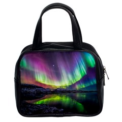 Aurora Borealis Polar Northern Lights Natural Phenomenon North Night Mountains Classic Handbag (two Sides) by Pakjumat