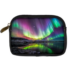 Aurora Borealis Polar Northern Lights Natural Phenomenon North Night Mountains Digital Camera Leather Case by Pakjumat