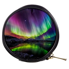 Aurora Borealis Polar Northern Lights Natural Phenomenon North Night Mountains Mini Makeup Bag by Pakjumat