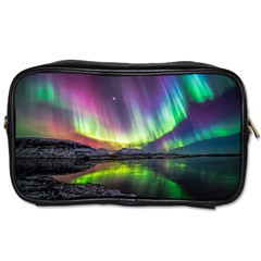 Aurora Borealis Polar Northern Lights Natural Phenomenon North Night Mountains Toiletries Bag (one Side) by Pakjumat