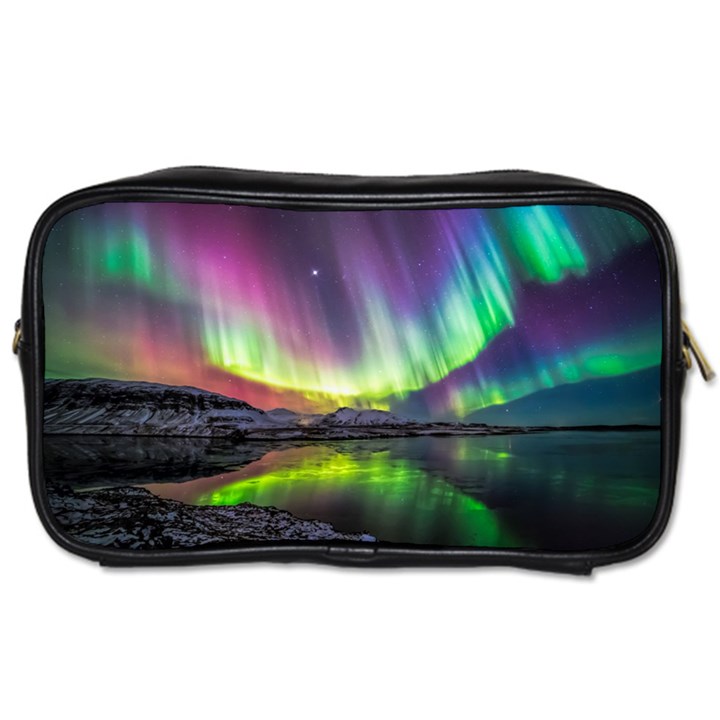 Aurora Borealis Polar Northern Lights Natural Phenomenon North Night Mountains Toiletries Bag (One Side)